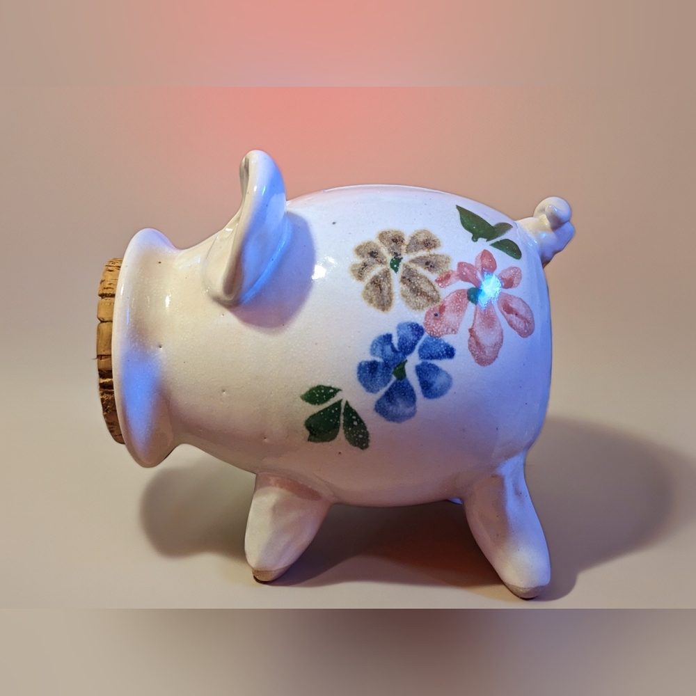 Vintage Ceramic Glazed Piggy Bank w/Cork Nose